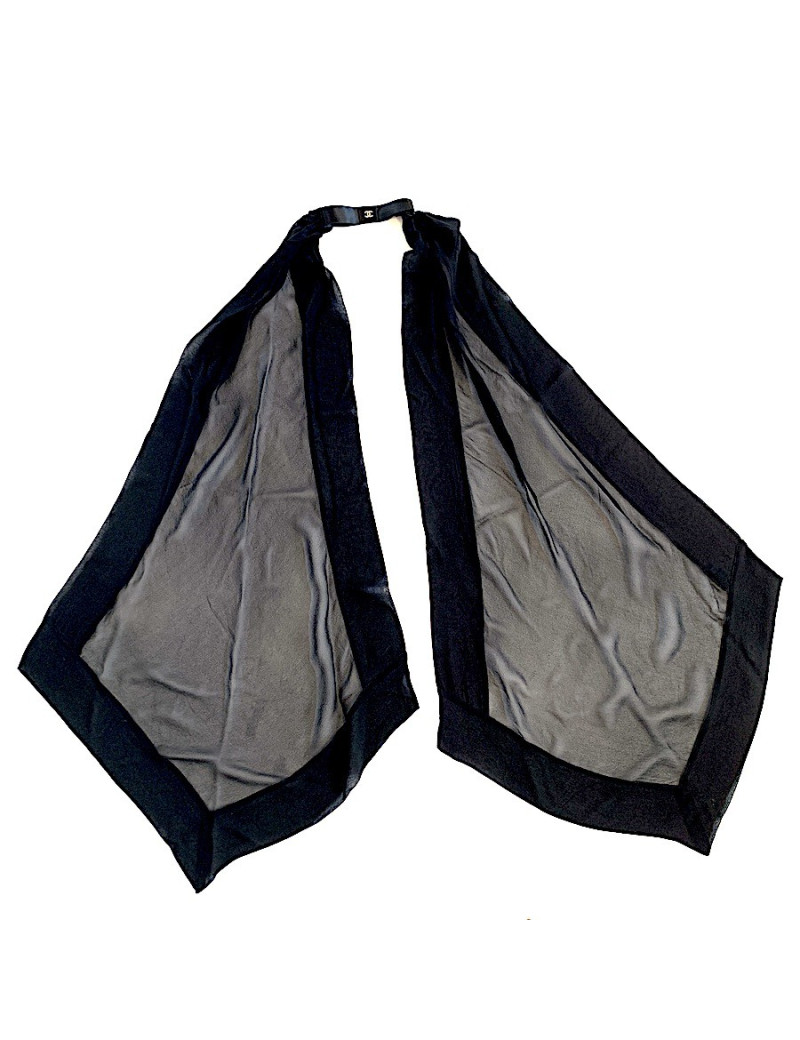 CHANEL black bow and silk voile