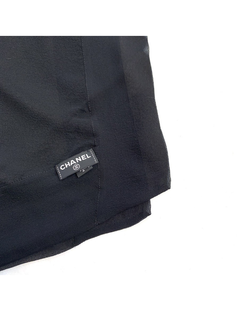 CHANEL black bow and silk voile
