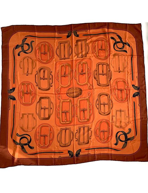 Châle HERMES Bouclerie d'attelage orange