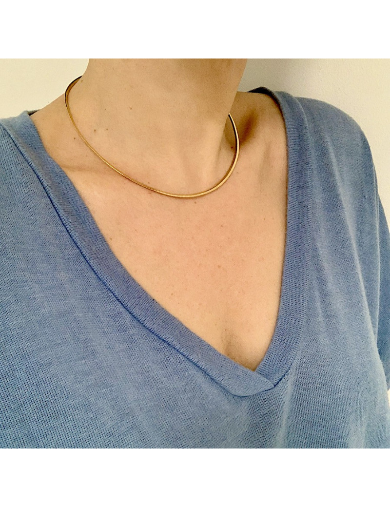 Collier plat en or blanc et or jaune