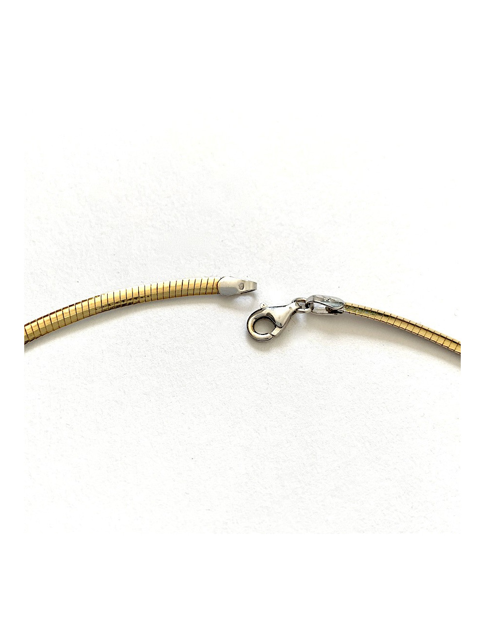 Flat Mesh Necklace in White and Yellow Gold