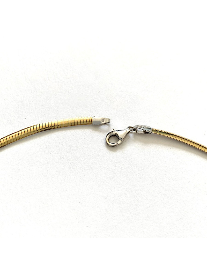 Flat Mesh Necklace in White and Yellow Gold