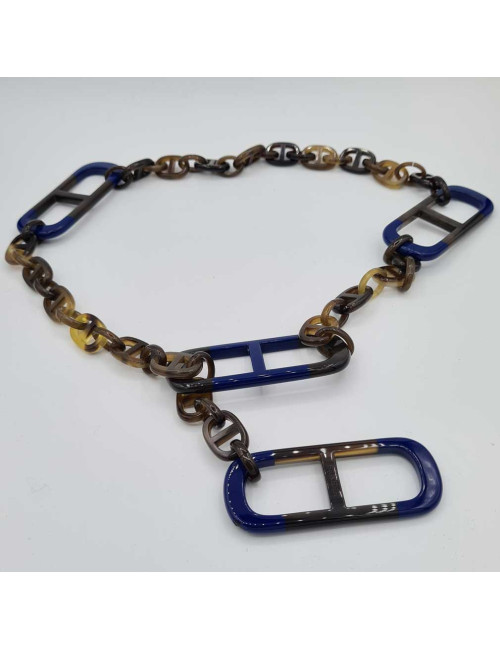 Collier HERMES chaîne d'ancre et laque 