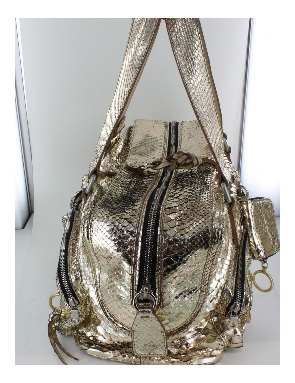 Sac CHLOE en python or pâle