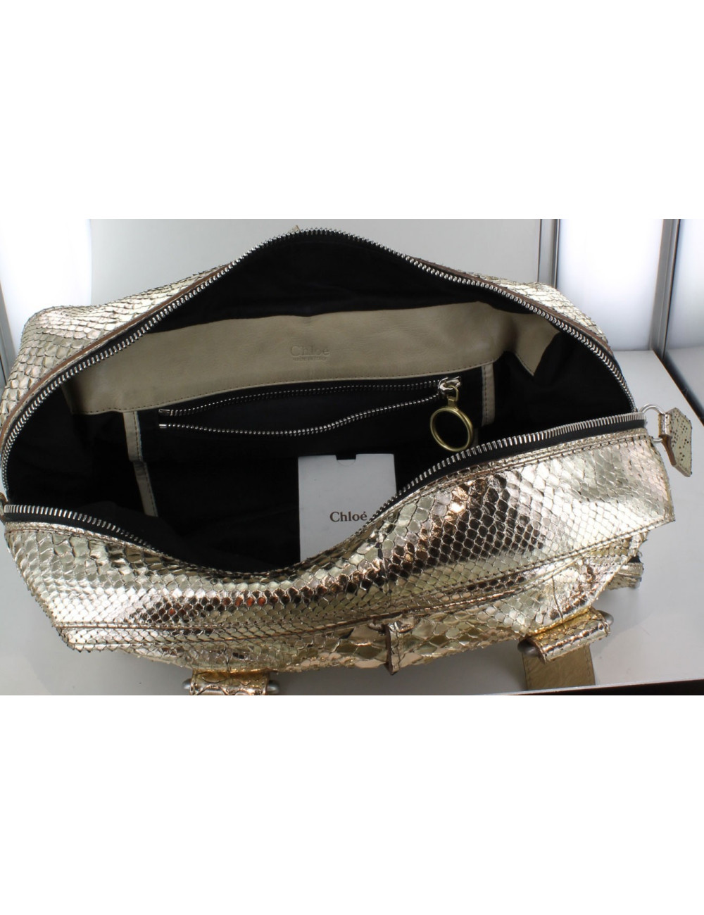 Sac CHLOE en python or pâle