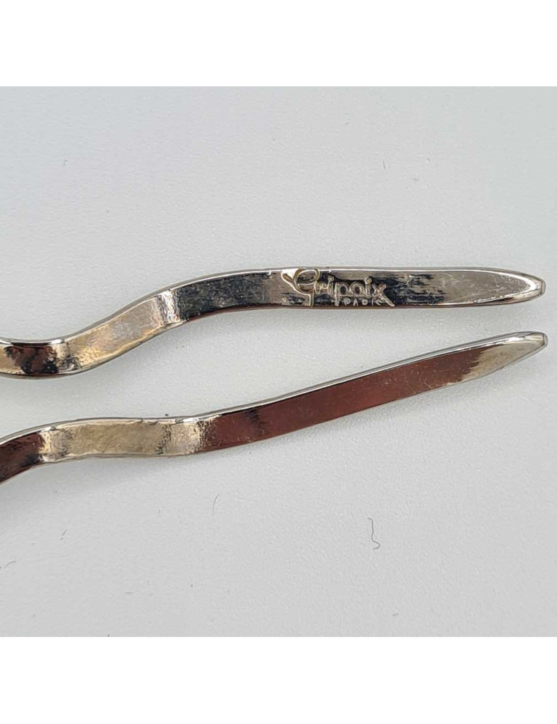 Épingle à cheveux GRIPOIX en métal argent et pâte de verre bleu