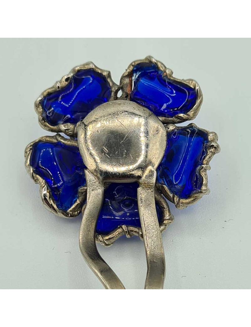 Épingle à cheveux GRIPOIX en métal argent et pâte de verre bleu