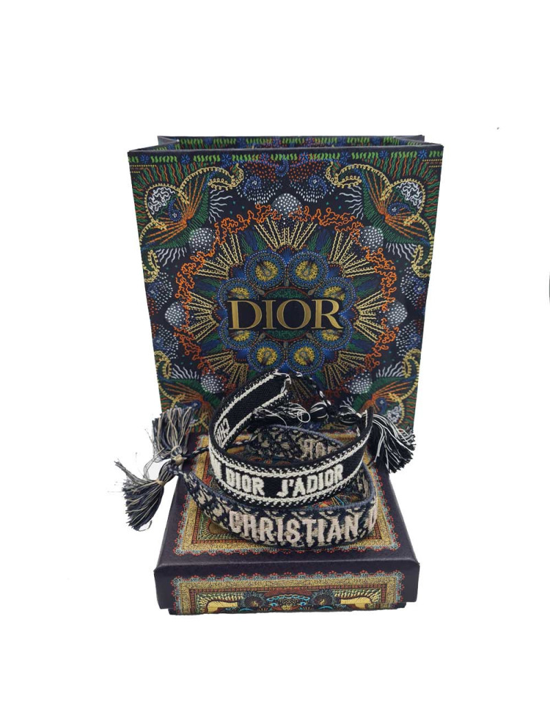 Set Bracelets DIOR j'Adior en coton oblique bleu marine
