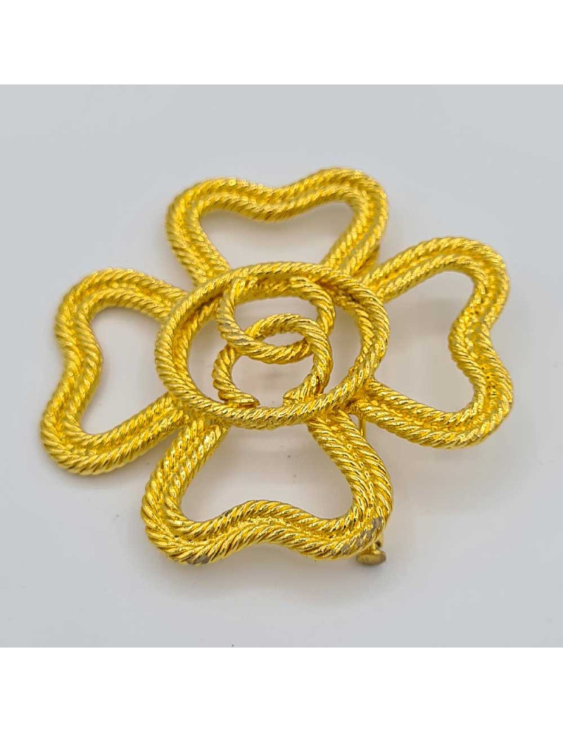 Broche trèfle vintage CHANEL dorée