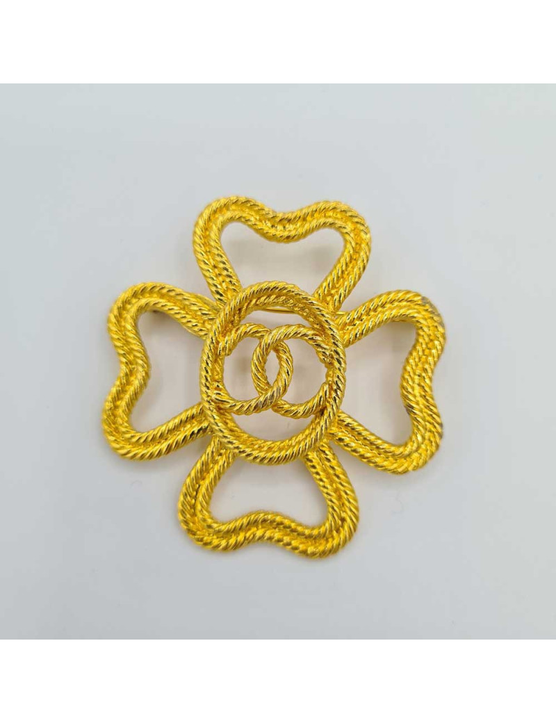 Broche trèfle vintage CHANEL dorée