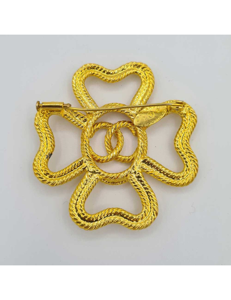 Broche trèfle vintage CHANEL dorée