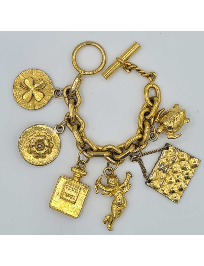 Bracelet charms vintage CHANEL doré