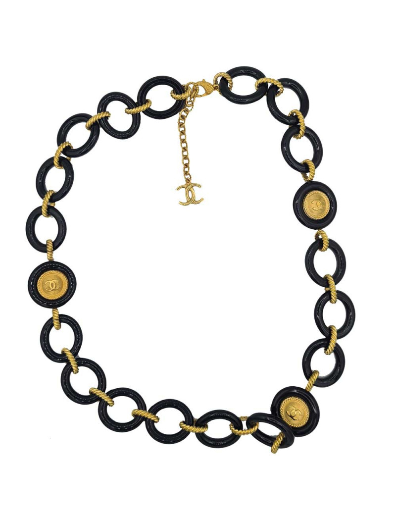 Ceinture CHANEL noir et doré 