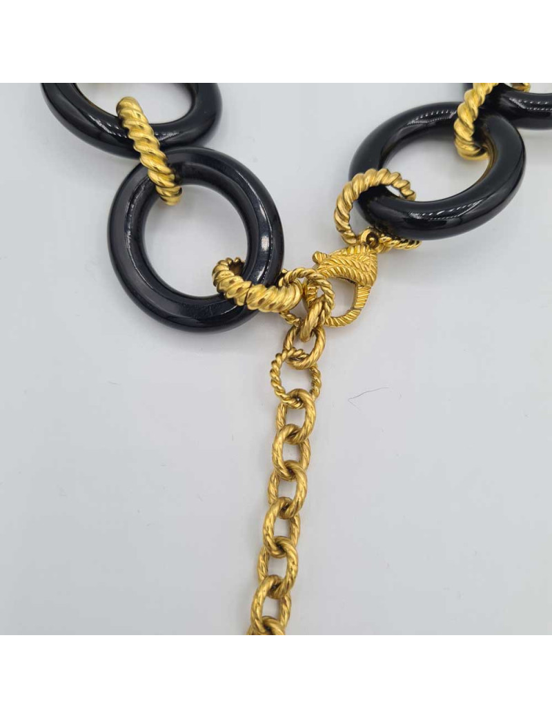 Ceinture CHANEL noir et doré 