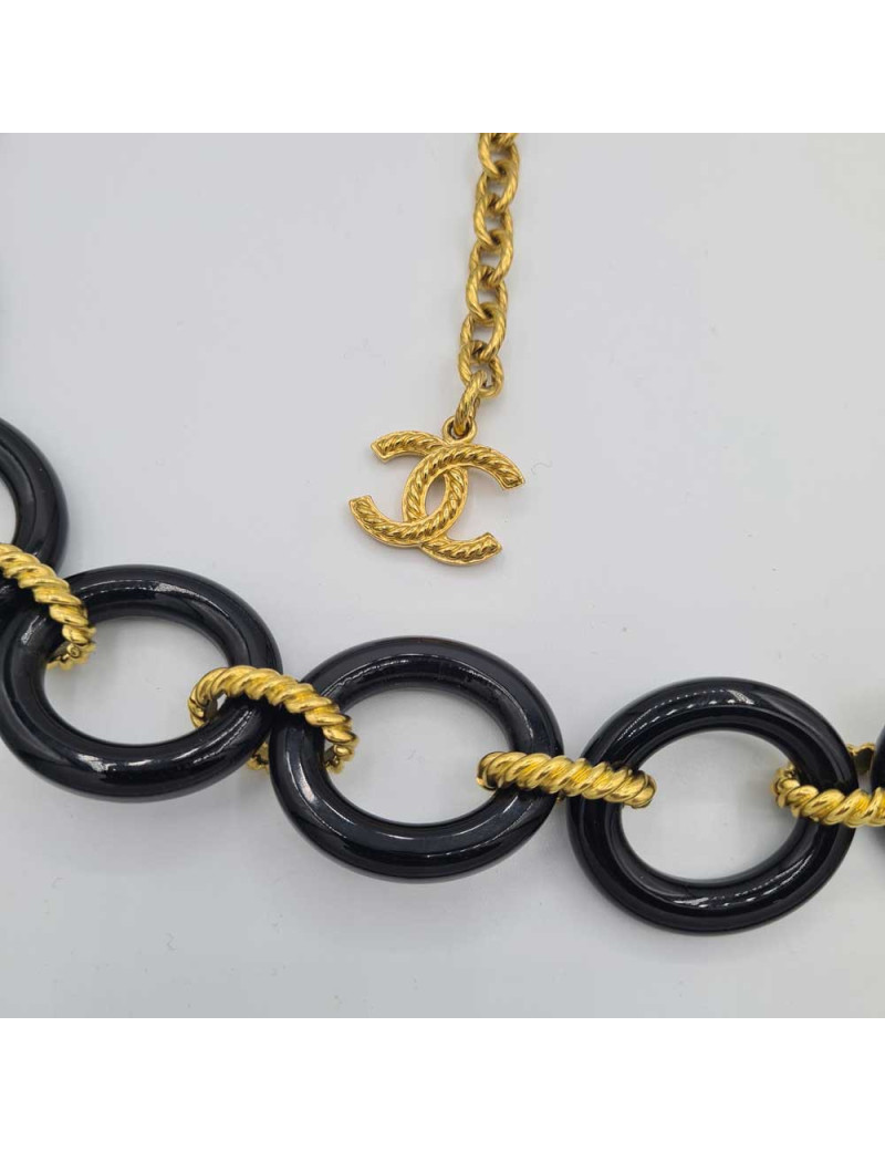 Ceinture CHANEL noir et doré 
