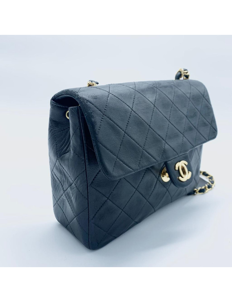 CHANEL Vintage Crossbody Mini Bag in Black Lambskin Leather