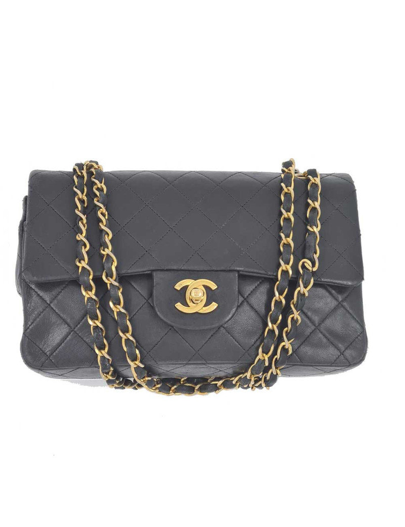 Sac classique CHANEL double rabat noir