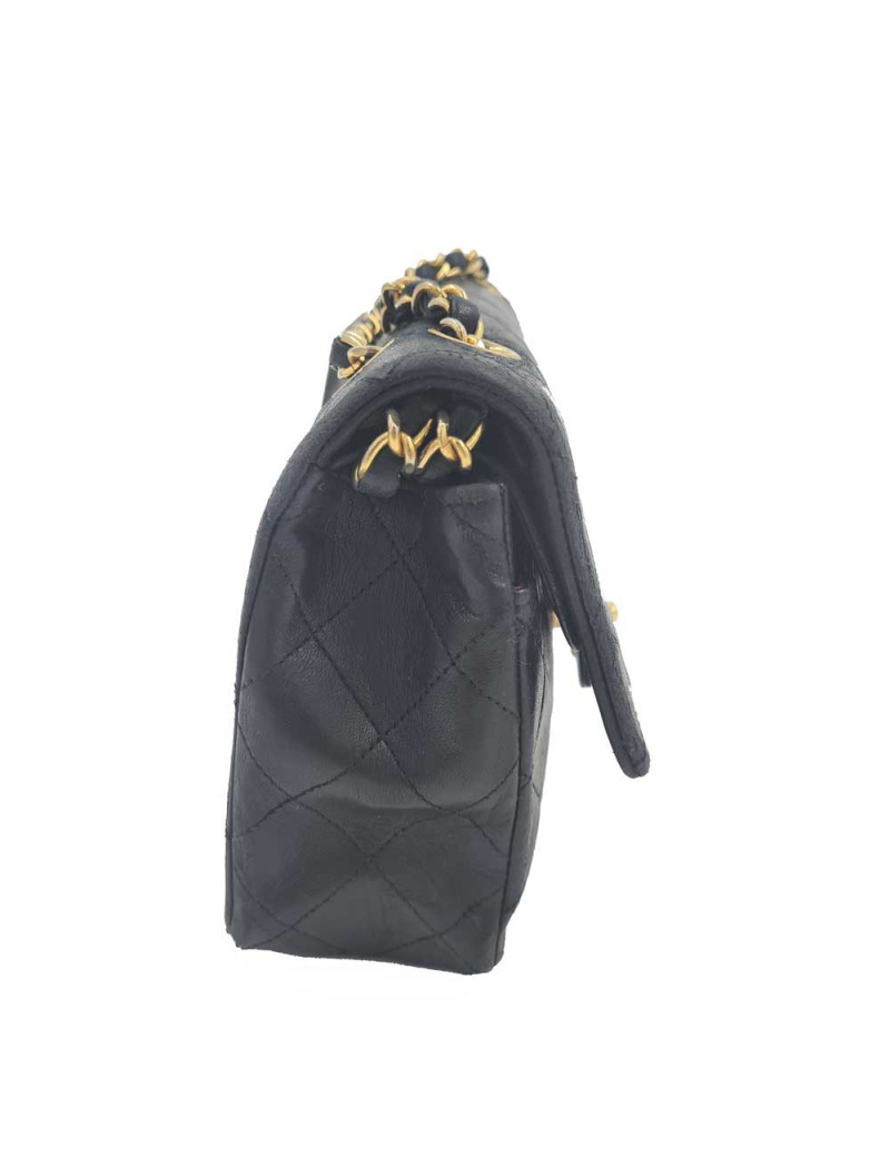 Sac classique CHANEL double rabat noir