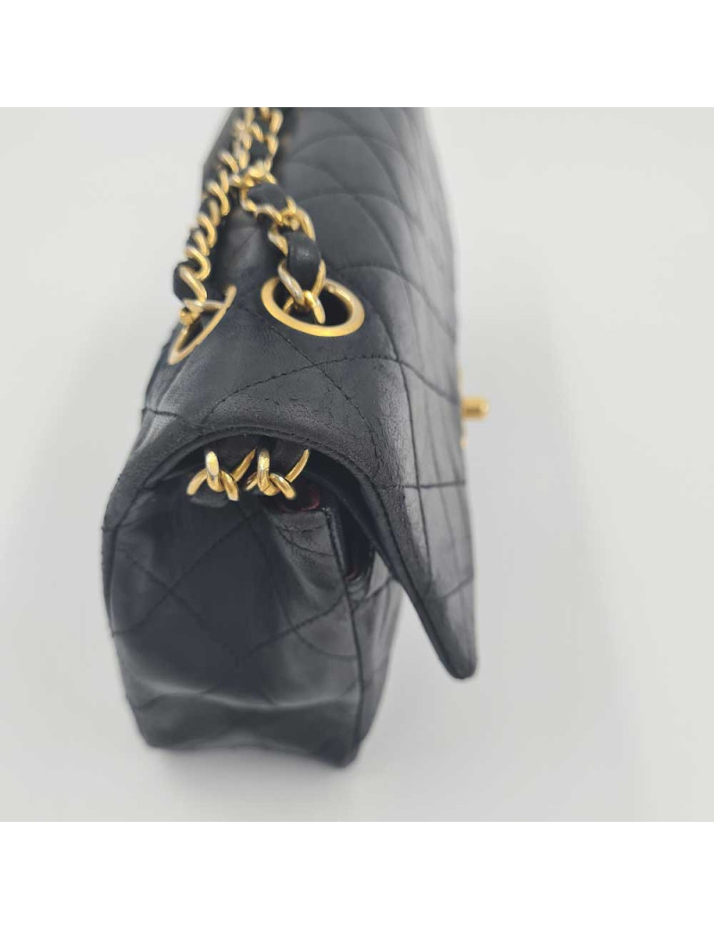Sac classique CHANEL double rabat noir
