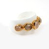 GOOSSENS Cuff Bracelet in White Resin and Rock Crystal Cabochons