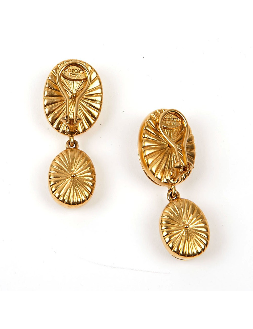 Boucles d'oreille deux cabochons ambré GOOSSENS