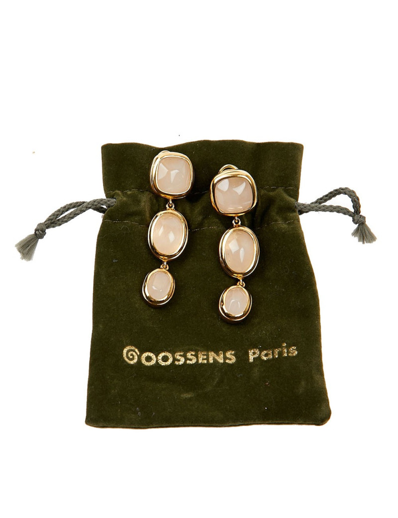 Boucles d'oreille trois cabochons ambre GOOSSENS