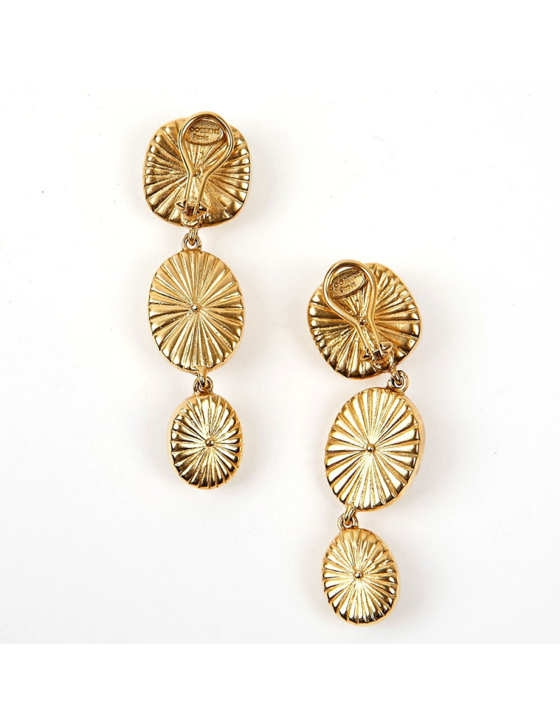 Boucles d'oreille trois cabochons ambre GOOSSENS