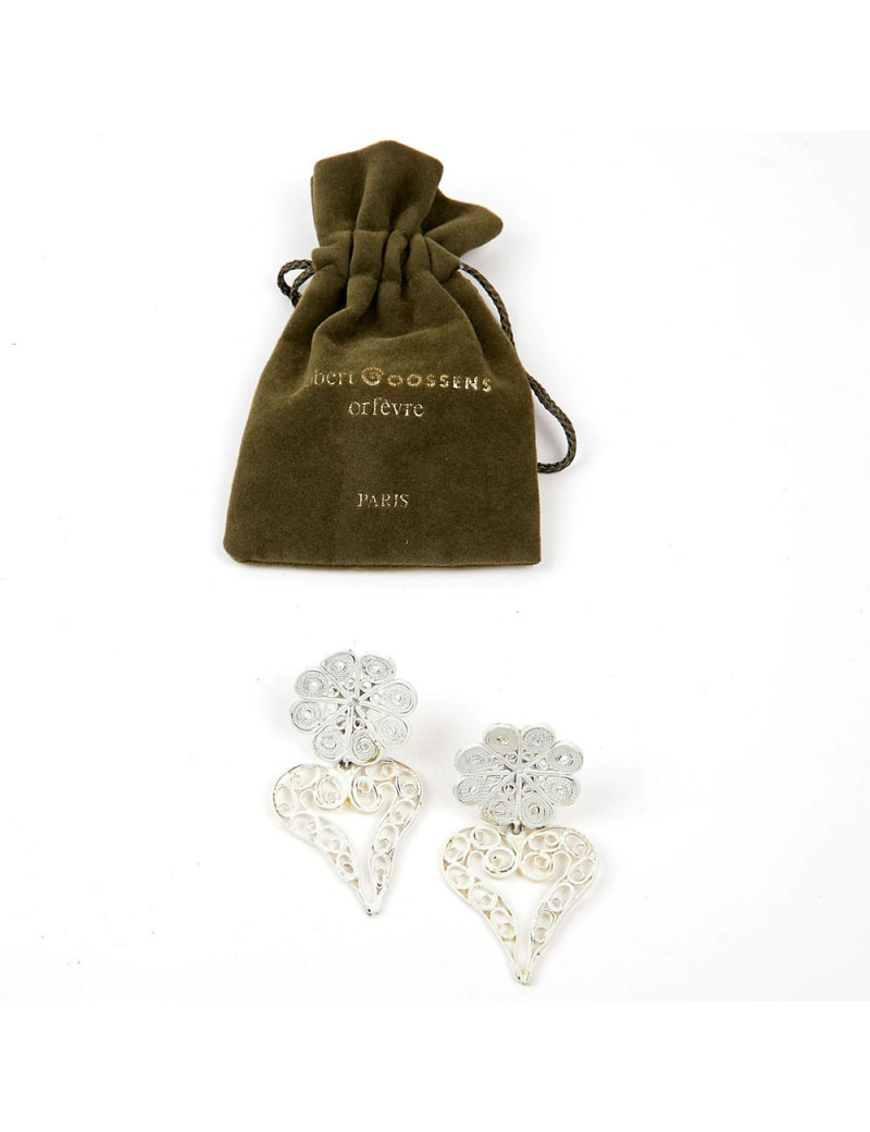 Boucles d'oreille clips GOOSSENS coeur pendant