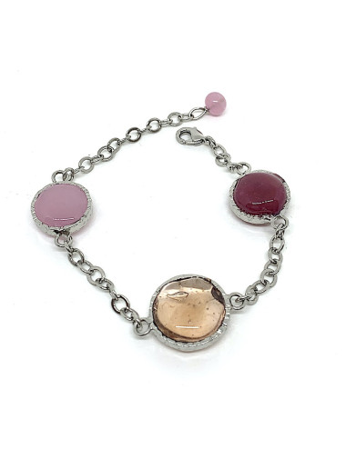Bracelet MARGUERITE DE VALOIS pâte de verre mauve