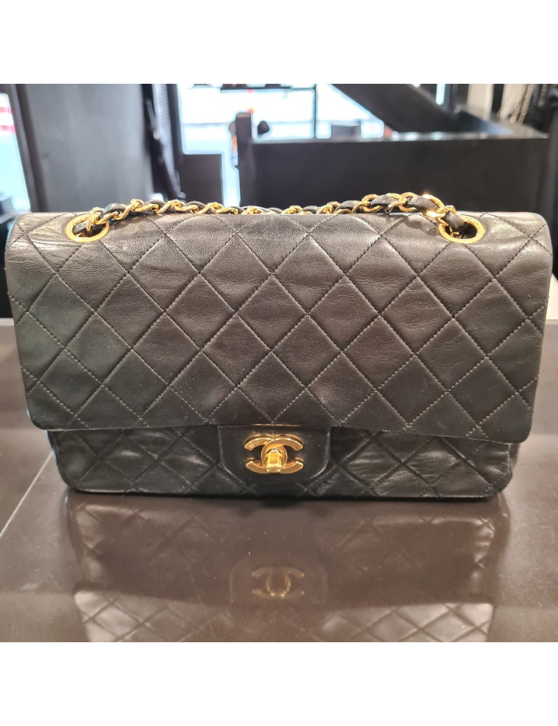 Sac classique Chnael à rabat noir vintage