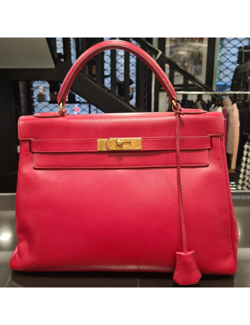 Kelly 32 HERMES cuir grainé rouge