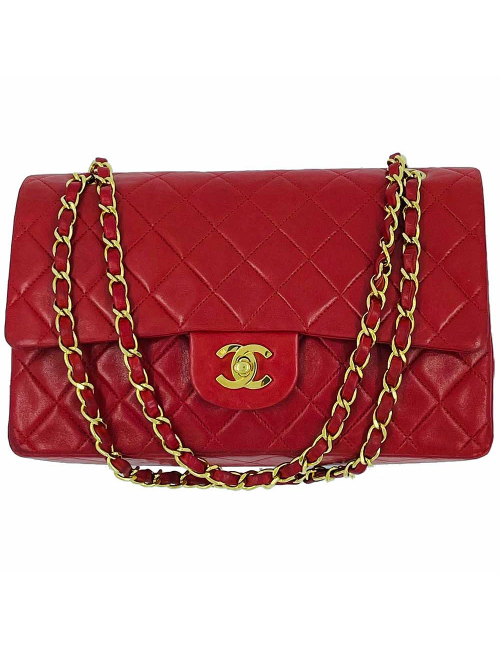 Timeless CHANEL rouge en cuir d'agneau