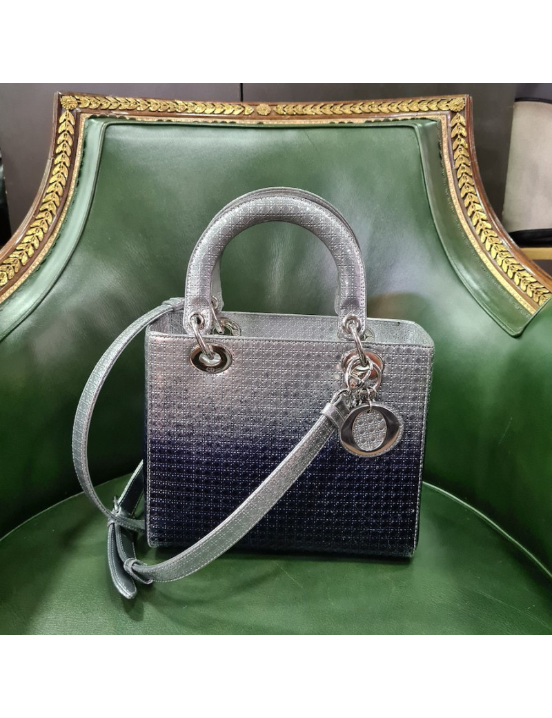 Sac Lady DIOR dégradé encre et argent