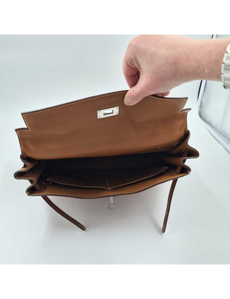 Sac HERMES KELLY II en cuir togo gold 