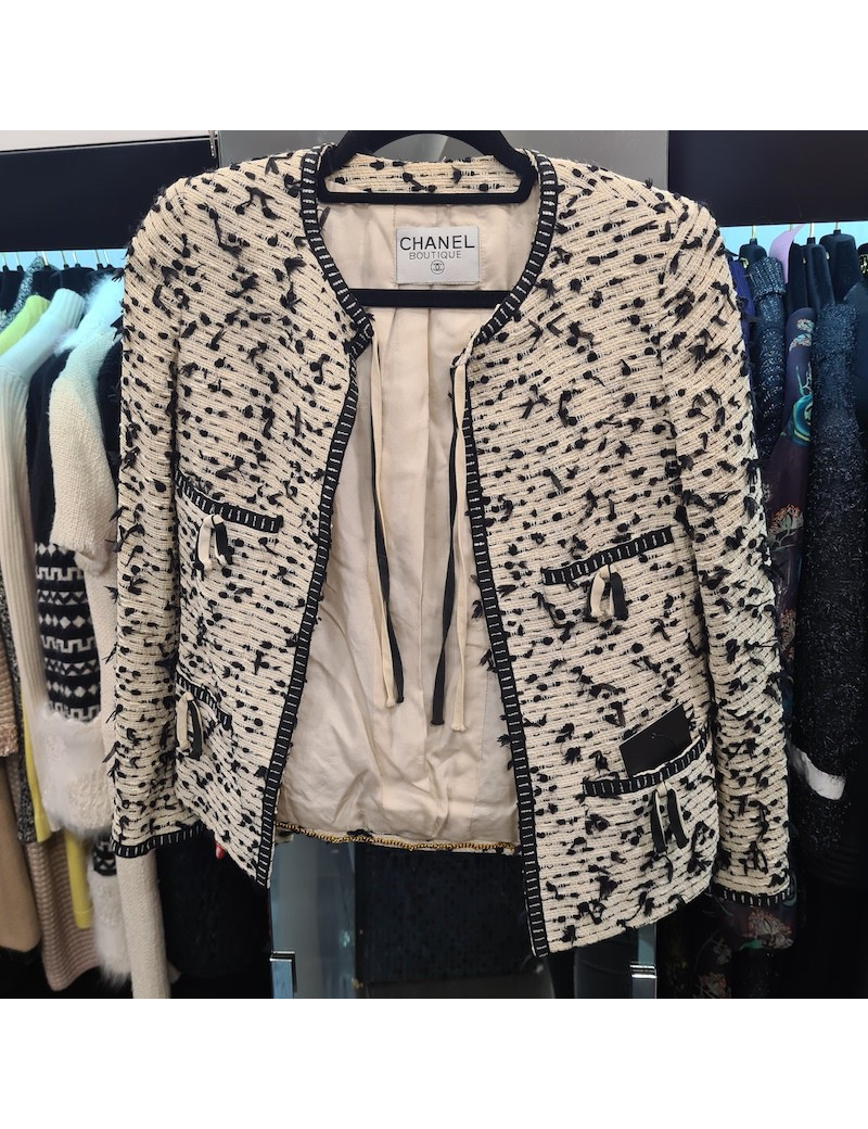 Veste CHANEL beige noir Croisière 95