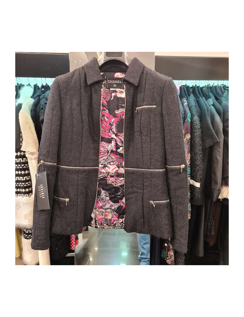 Veste CHANEL noire doublée soie