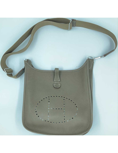 Sac HERMES Evelyne en cuir Taurillon Clémence étoupe
