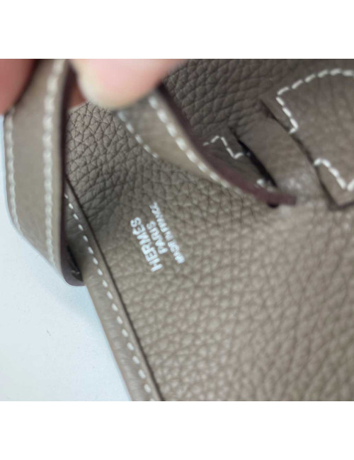 Sac HERMES Evelyne en cuir Taurillon Clémence étoupe