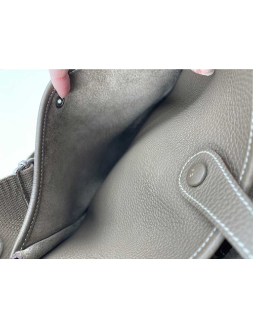 Sac HERMES Evelyne en cuir Taurillon Clémence étoupe