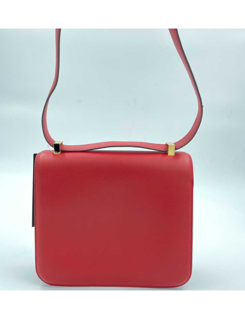 HERMES Constance Bag in Rouge Casaque Swift Leather