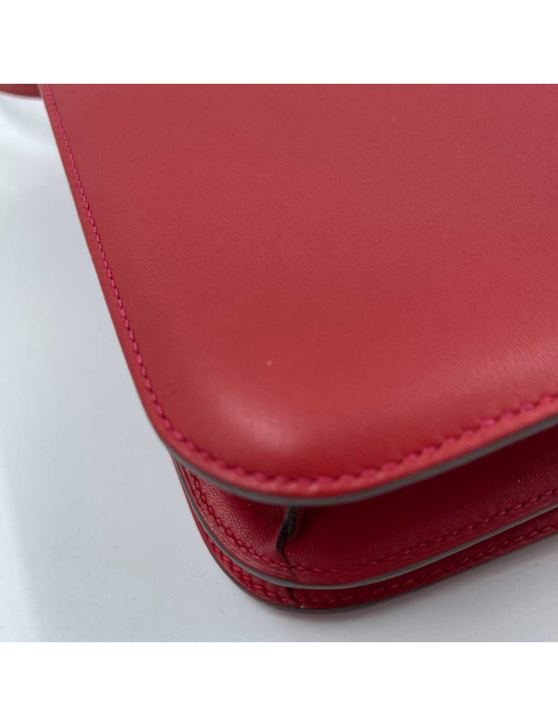 HERMES Constance Bag in Rouge Casaque Swift Leather