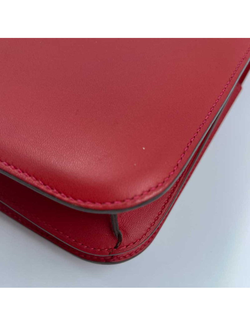 HERMES Constance Bag in Rouge Casaque Swift Leather