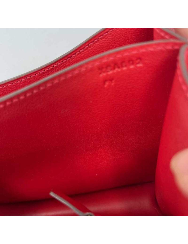 HERMES Constance Bag in Rouge Casaque Swift Leather