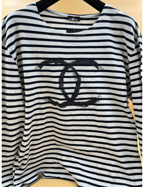 Marinière CHANEL en coton bleu et blanc