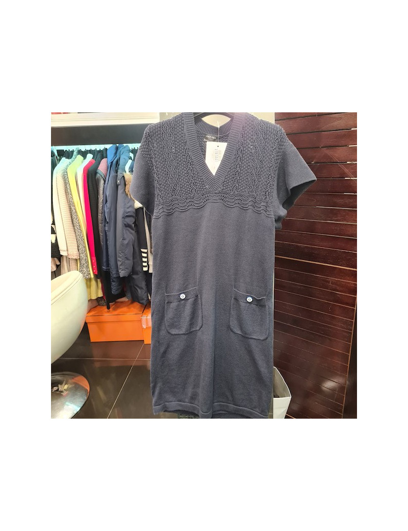 Robe CHANEL bleue laine
