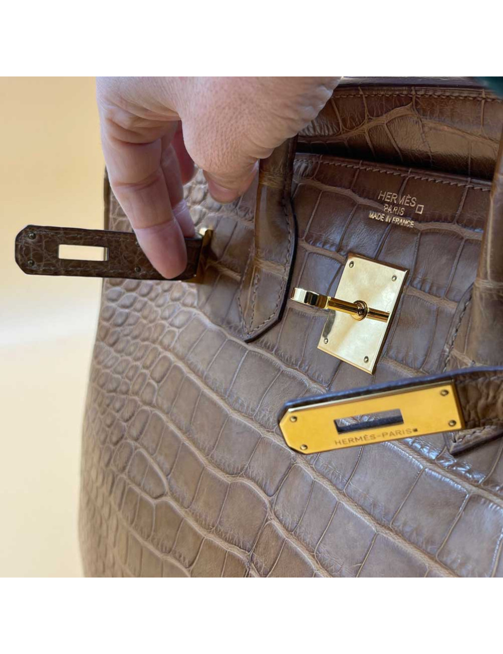 Sac Birkin 35 HERMES marron d'Inde en alligator