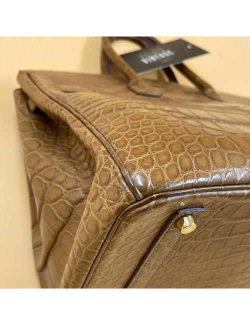 Sac Birkin 35 HERMES marron d'Inde en alligator
