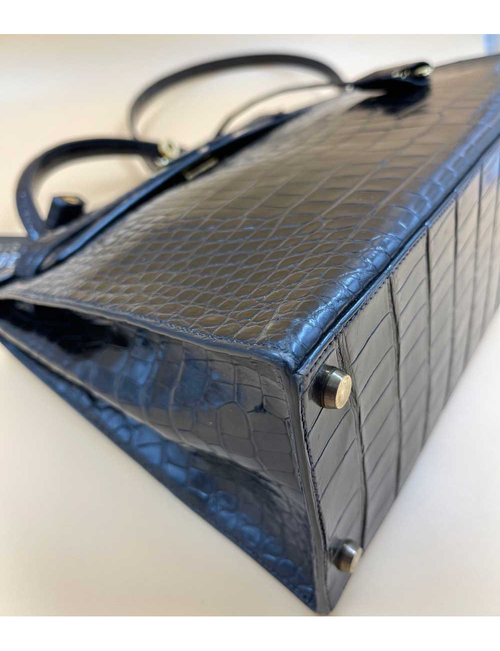 Kelly 32 sellier HERMES porosus noir Vintage