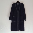 CHANEL tweed black finish leather coat
