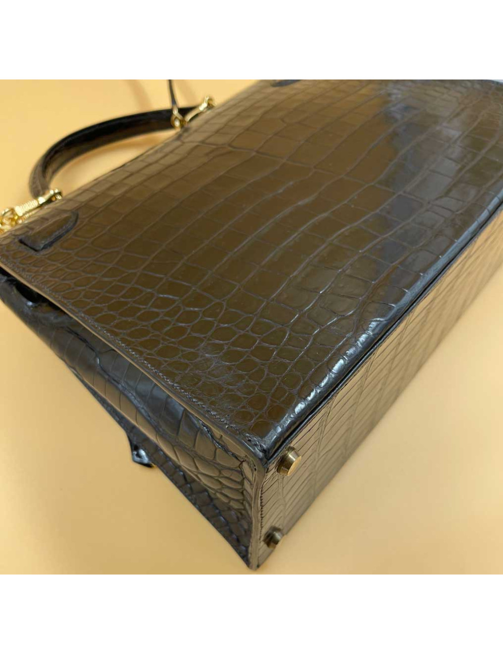 Kelly 32 sellier HERMES porosus noir Vintage